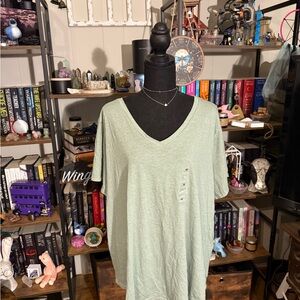 Light Green V-Neck T-Shirt